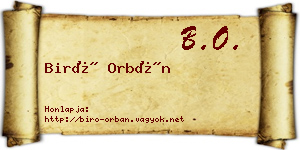 Biró Orbán névjegykártya