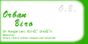 orban biro business card